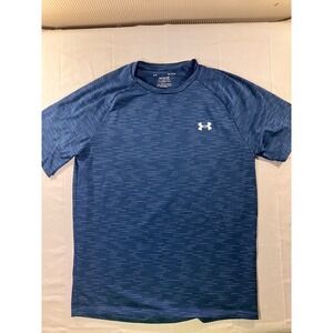 Under Armour Tech TShirt Mens MD Loose Fit Blue Stripe Athletic Gym